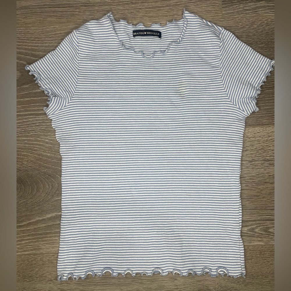 Brandy Melville lettuce trim striped tee
